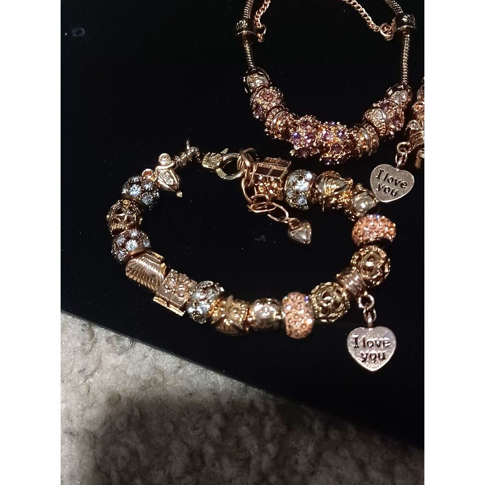 Set of 3 Gold-Toned Charm Bracelets - Picture 2 of 7